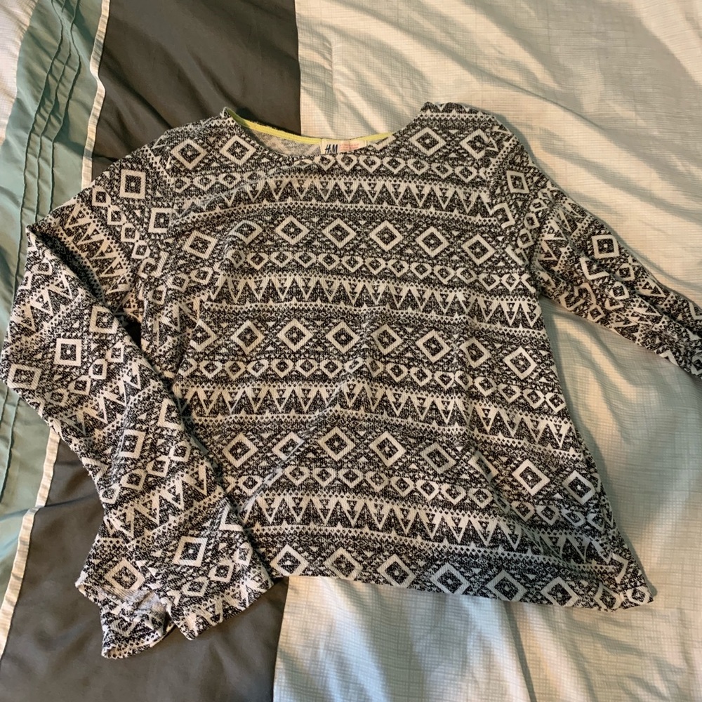 Patterned Black and White Top